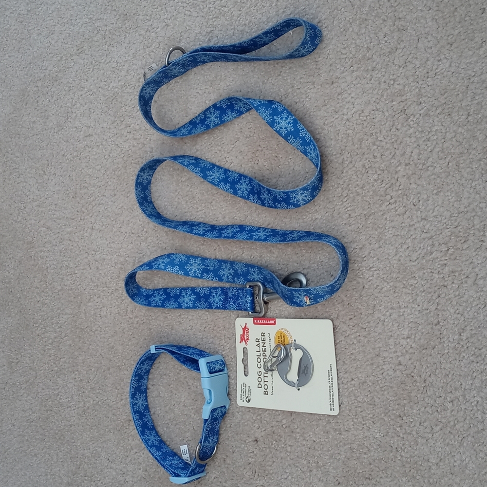BUNDLE PACK dog leash collar and dog collar bottle opener
